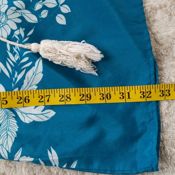 Forever 21 Floral Tassel Tie Semi-Sheer Dress Small Teal - Picture 16 of 16